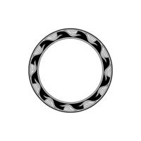Black White Floral Circle Frame, Geometric , Minimalist, Decorative Element vector