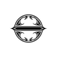 Elegant Ornamental Element Black White Circle Frame vector