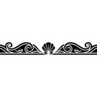 Elegant Black Ocean Waves Seashell Border vector