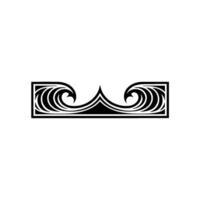 Abstract Wave Ornament Black and White Minimalist Border Element vector
