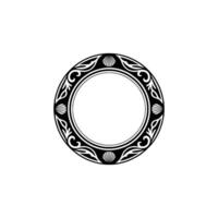 Decorative Circular Frame with Seashells and Swirls, Black White vector