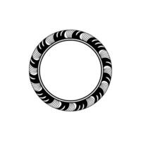 Elegant Black White Circle Frame with Decorative Pattern vector