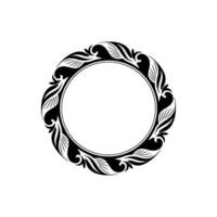 Elegant Black White Circular Frame - Floral , Negative Space vector