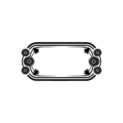 Elegant Daisy Frame Black and White Floral Border on Gray