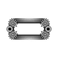 Retro Floral Frame - Black and White , Clean and Modern vector