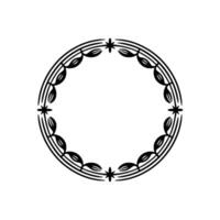 Elegant Circular Floral Frame, Black on White, Minimalist, Circle vector