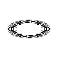 Elegant Floral Oval Frame , Black and White, Decorative Element vector