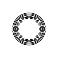 Minimalist Floral Circle Black White, Invitation Border, Decorative Element vector