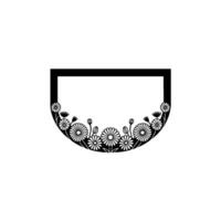 Elegant Floral Frame , Black and White, Minimalist, Flowers vector