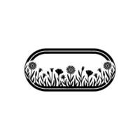 Minimalist Floral Silhouette Oval Frame Botanical Element vector