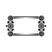 Floral Frame Silhouette - Minimalist Black Daisy Border on White Background vector