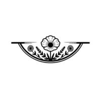 Elegant Floral Border - Black and White, Minimalist, Decorative Element vector
