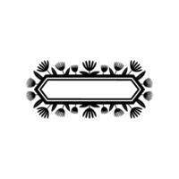 Minimalist Floral BadgeFrame with Text Space, Black White vector