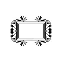 Minimalist Floral Frame Template, Black White, Elegant vector