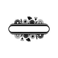 Minimalist Floral Frame with Space for Text - Black and White vector