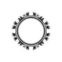 Elegant Black Circular Frame with Botanical Accents on White Background vector