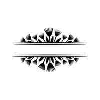 Elegant Floral Frame with Blank Space - Black Silhouette vector