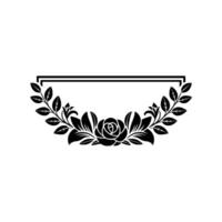 Elegant Floral Frame with Rose and Foliage Black on White vector