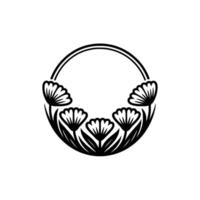 Floral Circle Frame Silhouette - Botanical , Decorative Element vector