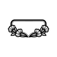 Elegant Floral Frame, Minimalist Black White , Empty Space for Text vector