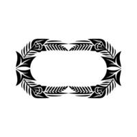 Geometric Leaf Frame - Minimalist Black Ornament on White Background vector