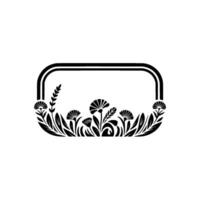 Elegant Floral Frame Illustration Monochrome Element vector