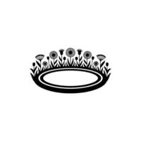 Floral Crown with Oval Frame - Minimalist vector