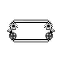Floral Frame Black and White Daisies on Neutral Background vector