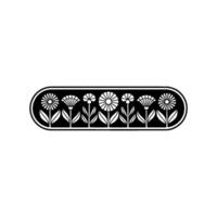 Floral Art Deco Border, Monochrome Illustration, Elegant Element vector