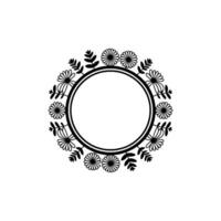 Elegant Floral Circle Frame Black White , Invitation Background vector