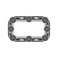 Floral Rectangular Frame, Black and White, Art Deco Inspired vector