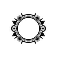 Elegant Floral Circle Frame in Black and White - Decorative Element vector