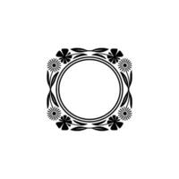 Floral Frame Circle - Elegant Black and White Decorative Element vector