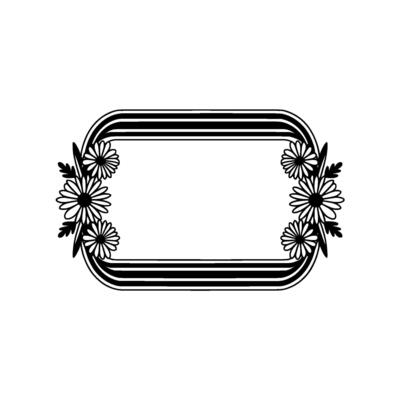 Floral Frame Black and White Daisy Border, Minimalist Aesthetic