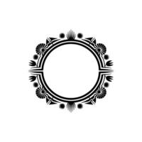 Elegant Circular Frame in Black and White with Floral Motif vector