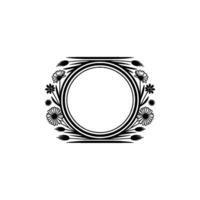 Floral Circle Frame, Minimalist Black White , Invitation, , Decorative Element vector
