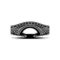 Black and White Stone Bridge on Light Background vector