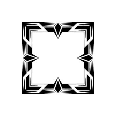 Art Deco Border Frame, Geometric Pattern, Black and White