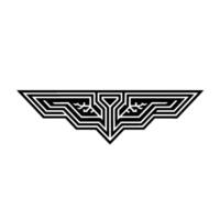 Geometric Abstract Black Wing on White Background vector