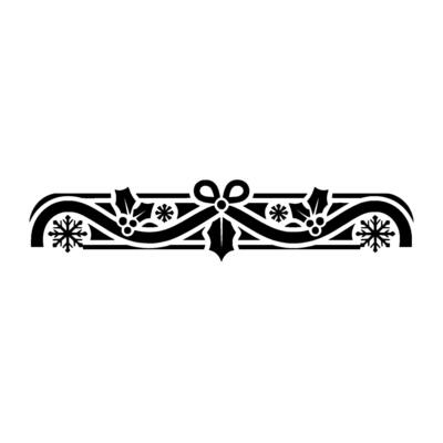 Black and White Festive Border with Holly, Bow, and Snowflakes