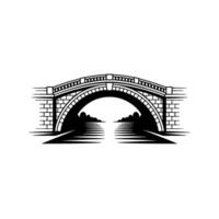 Elegant Black and White Bridge , Water Reflection, Minimalist vector