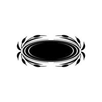 Minimalist Black Oval Frame with Leafy Border vector