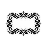 Elegant Christmas Ornament Frame with Holly Snowflakes, Monochromatic vector