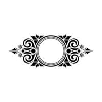 Elegant Black and White Ornamental Frame with Snowflake Accents vector