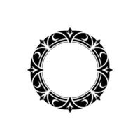 Decorative Circular Border Frame in Black on White, Minimalist vector