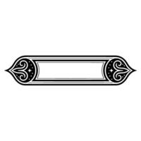 Ornate Black White Decorative BannerLabel on White Background vector