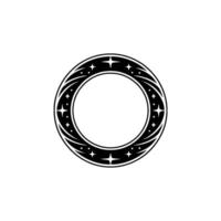 Abstract Celestial Circle Ornament, Black White vector