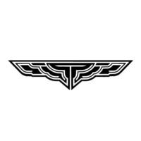 Art Deco Wing Element in Black on White vector