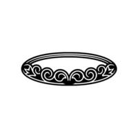 Elegant Oval Ornament , Black and Red Elements on White Background vector