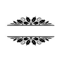 Elegant Black Holly Border Frame on White Background vector